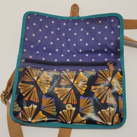 Fossil Crossbody Bag Colored Pencil Print Abstract Floral Coated Canvas Colorful - Picture 6 of 7